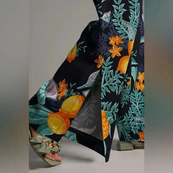 Anthropologie Maeve plus size 20W Escape Printed Pants Pineapple Lemon Tropical - Picture 2 of 9